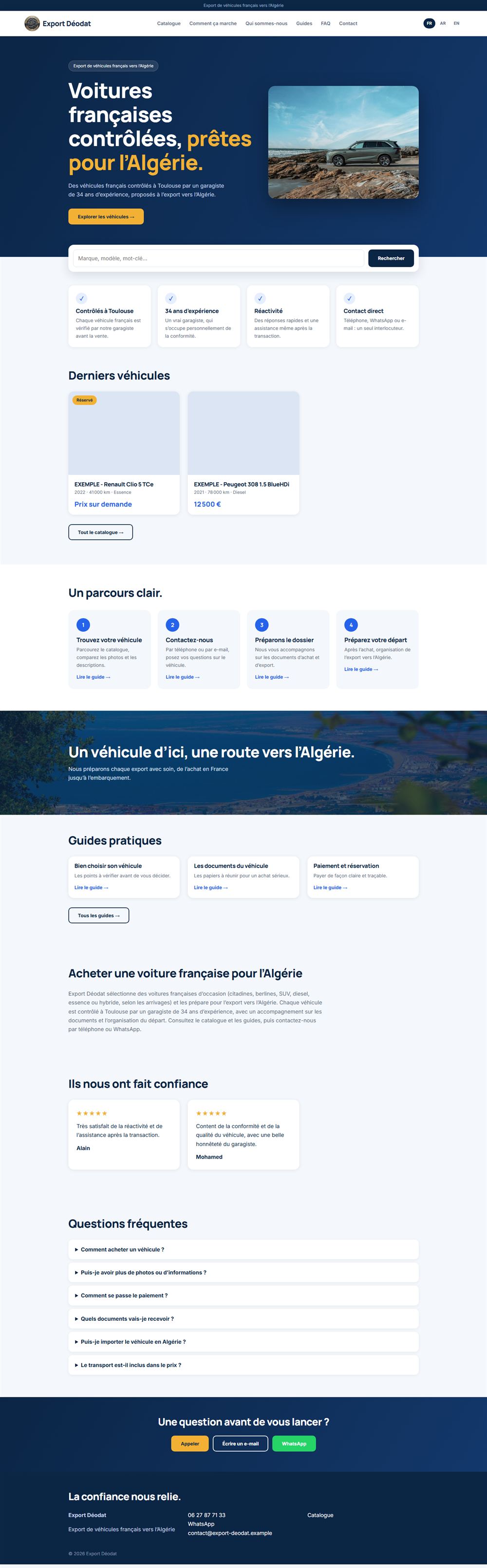 Aperçu du site Export Déodat
